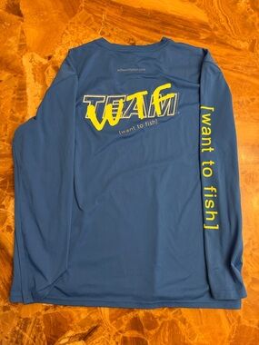 WTF I Want To Fish Blue Long Sleeve Performance Tee
